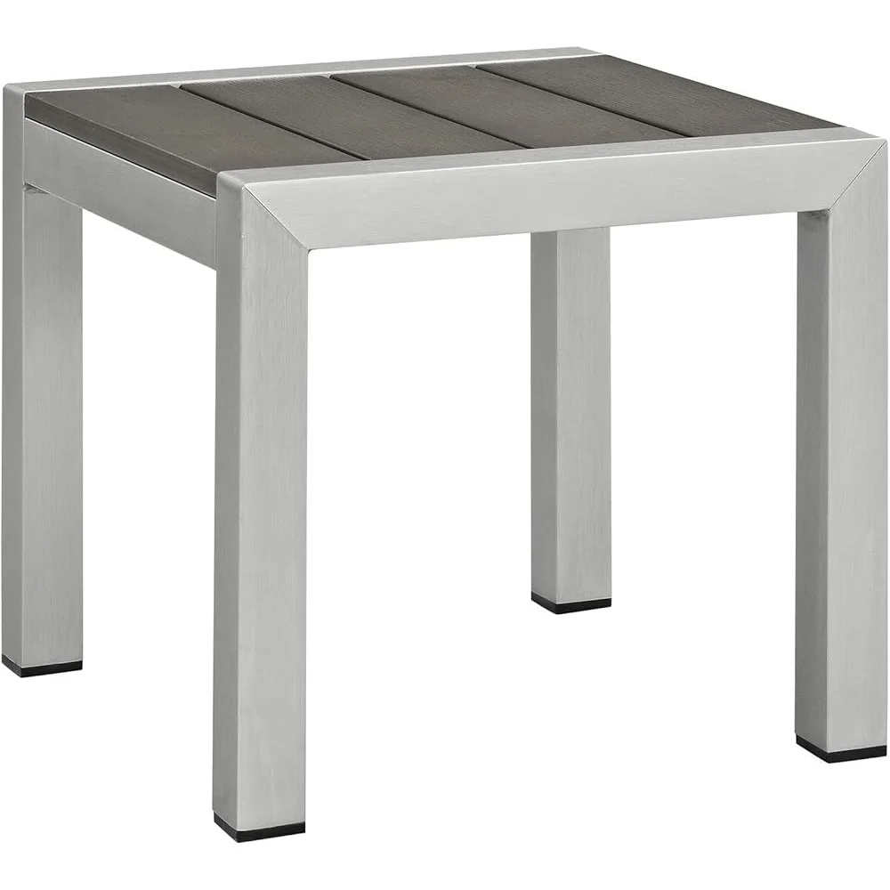 Weather Resistant Outdoor Patio Side Table Anodized Aluminum Modern Accent Table Easy Clean Durable Poolside Backyard Porch 2