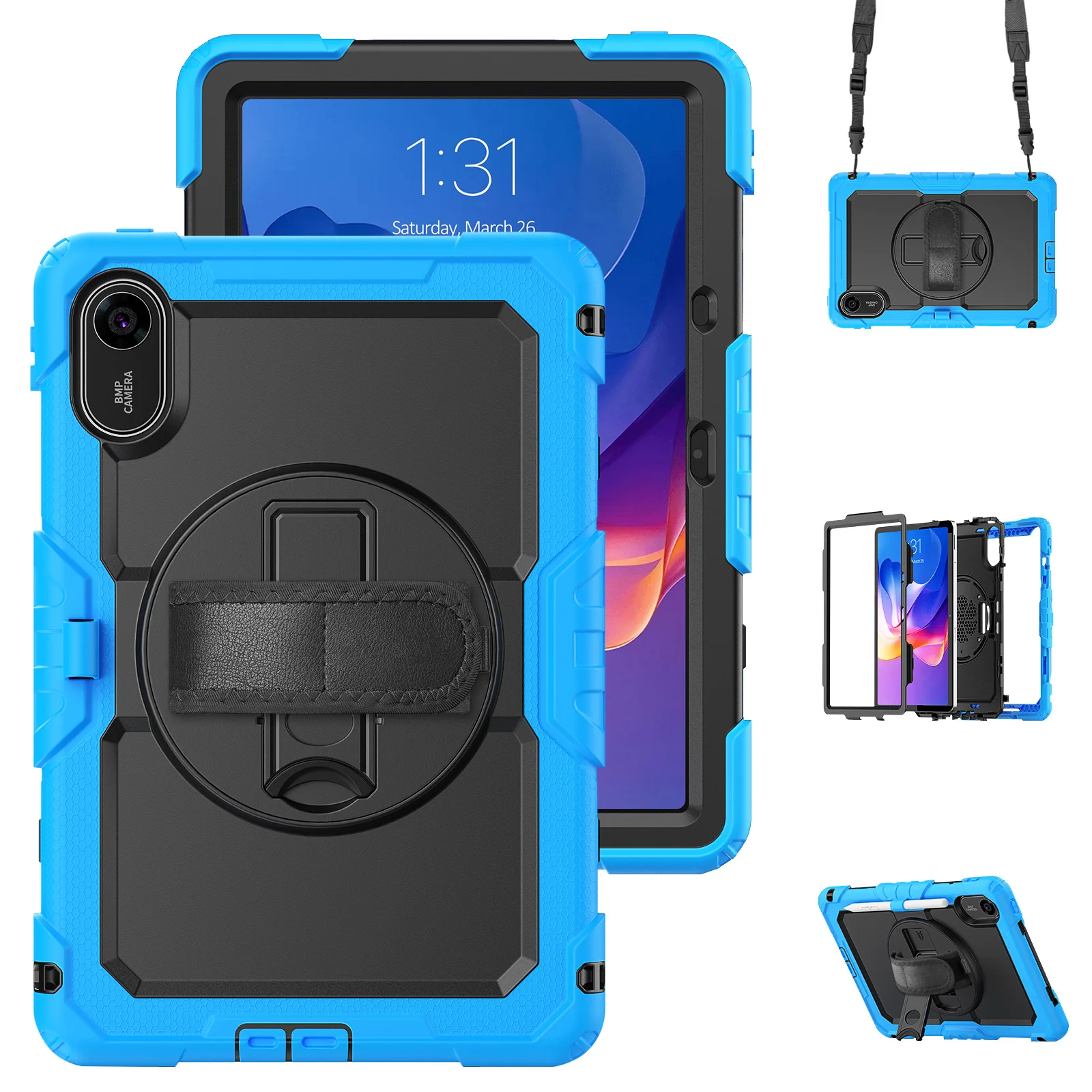 Heavy Duty Shockproof Tablet Case with Screen Protectors & Shoulder Strap