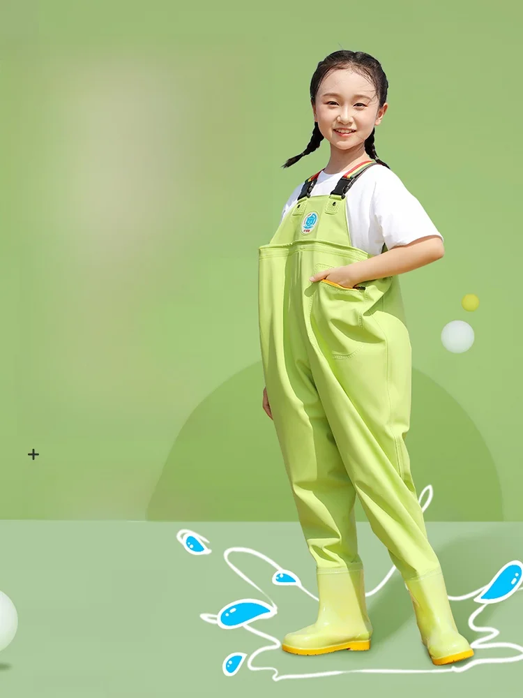 어린이용 방수 작업복 레인 팬츠 및 부츠 물놀이용 물소리나는 강 대형 어린이 해산물 수거 장비