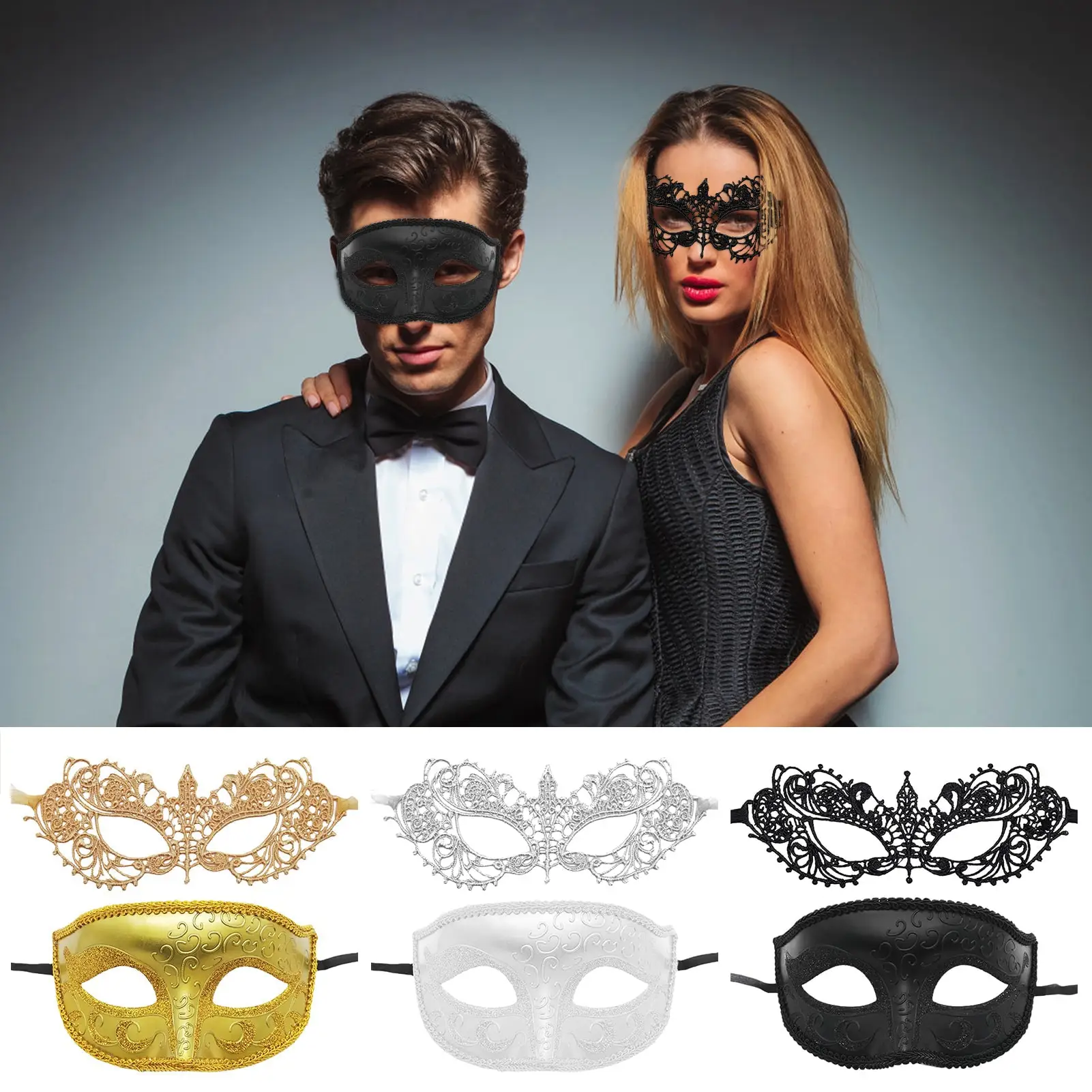 Maschere in maschera per coppia veneziana donna pizzo uomo PP Costume  Cosplay carnevale Prom Party personalità maschere copricapo - AliExpress