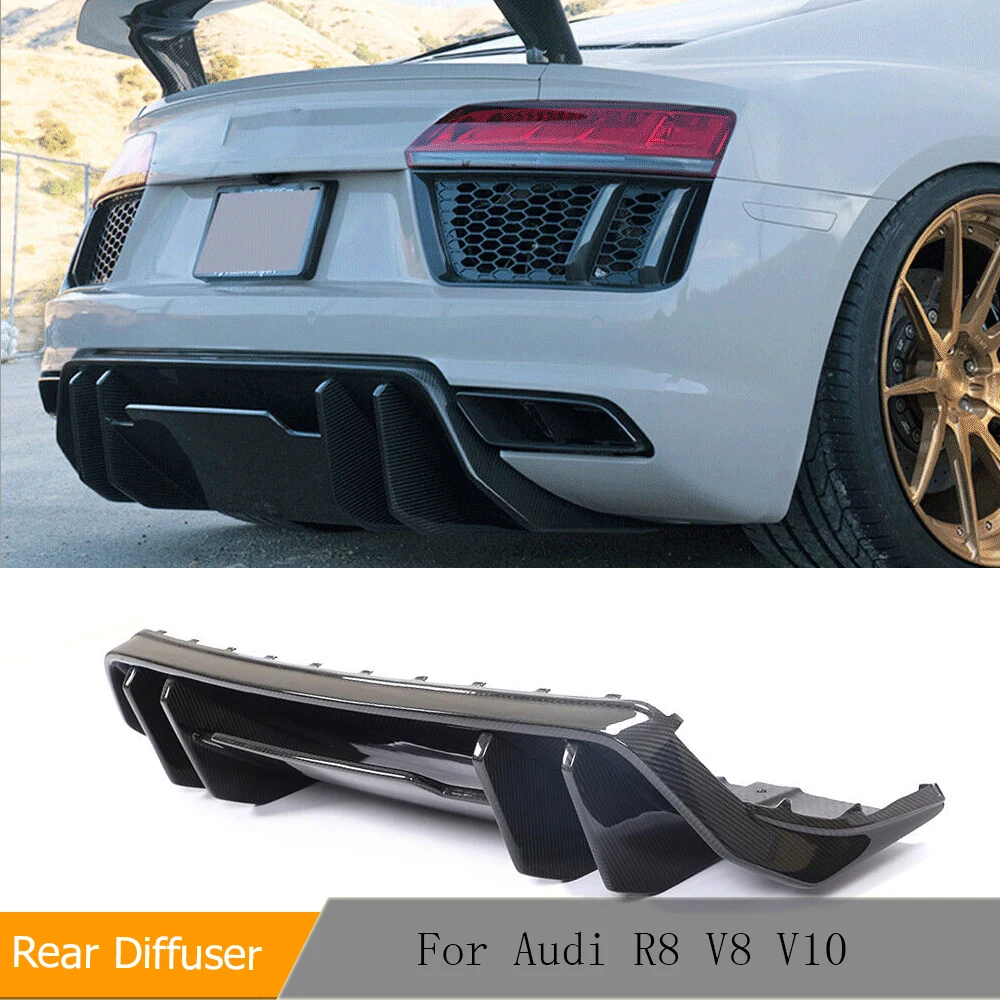 

Автомобильный задний бампер диффузор губа спойлер для Audi R8 V8 V10 Gen 2 2016 - 2018 Автомобильный задний бампер губа подбородок спойлер разделители сухой углерод