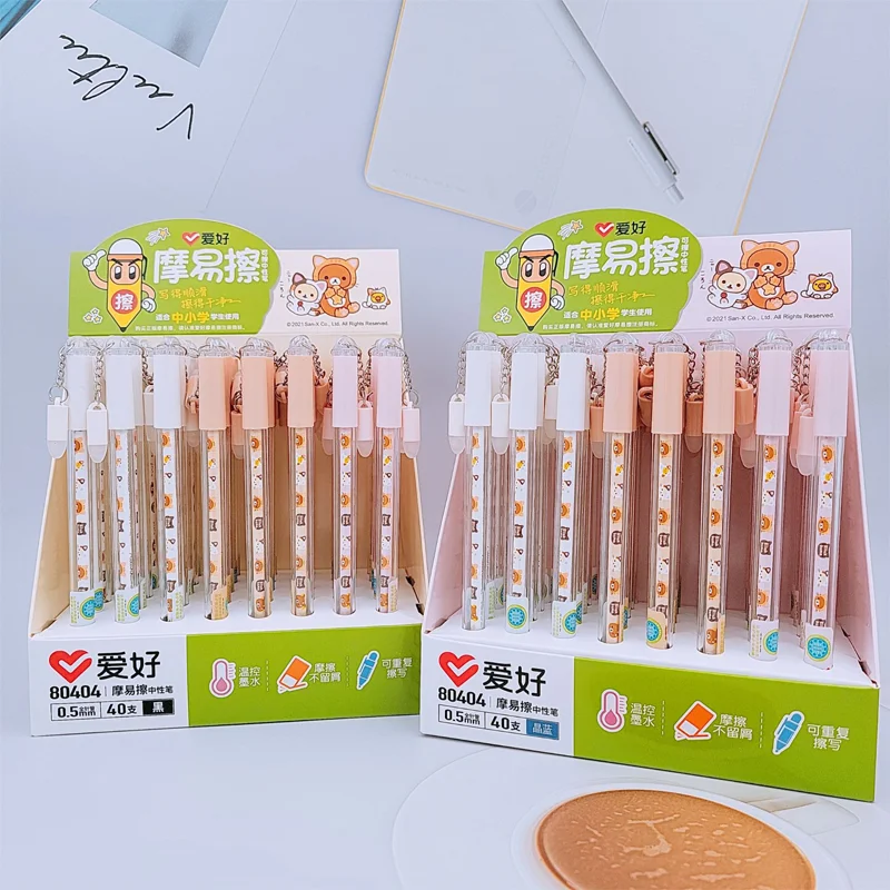 3Pcs AIHAO 80404 리락쿠마 카와이 지울 수있는 젤 펜 학교 사무용품 문구 선물 0.5mm 블루 블랙 잉크