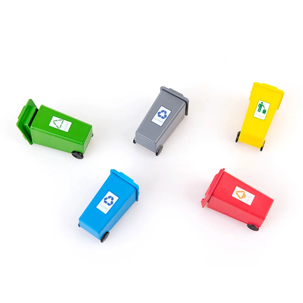 

Mini Trash Can Model Garbage Truck Cans Curbside Vehicle Bin Toys Doll House Micro Landscape Sand Table Layout Decor