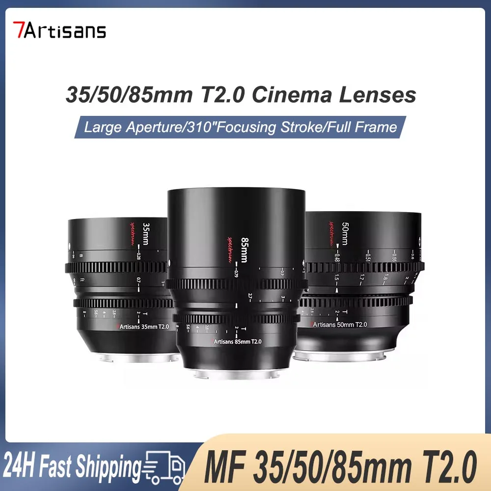 7 Artigiani 35Mm 50Mm 85Mm T2.0 Obiettivo Cinematografico Full Frame Per Fotocamere Sony E Fx3 Leica Sigma L Sl Canon Eos-R Eos-R5 Nikon Z Z50