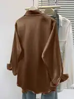 Women's Satin Button-Up Blouse, Elegant Collared Shirt for Office or Casual Wear, Autumn Winter Spring - Image 6