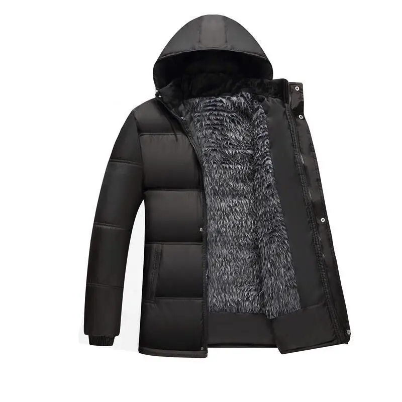 Waterproof Winter Men Hoodied Parka Coat Thicken Fleece Zipper Plus Size 4XL