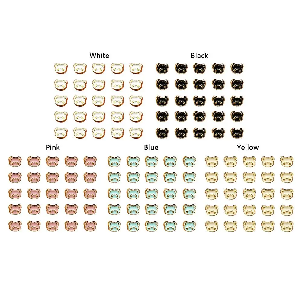 20pcs 6.5mm Bear Head Buttons Metal Mini Doll Coat Buckle Handmade DIY Buckles Accessories DIY Doll Clothes Accessories