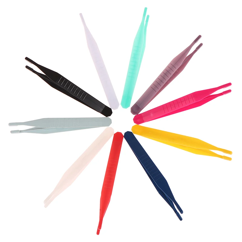 Precision Tweezers Tweezer Tool Phone Repair Tweezers 10pcs Plastic Tweezers Medical Repair Small Disposable Tweezers Tools Crafts Kids Toys Plastic Clips Random
