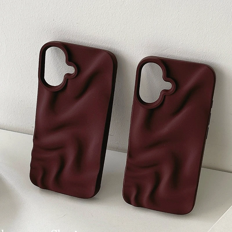 Elegant Wine Red 3D Water Ripples Phone Case - Soft Silicone Back Cover