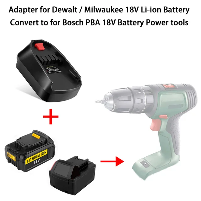 Adapter for Hitachi & Hikoki 18V Li-Ion Battery Convert to Bosch PBA 18V  Battery