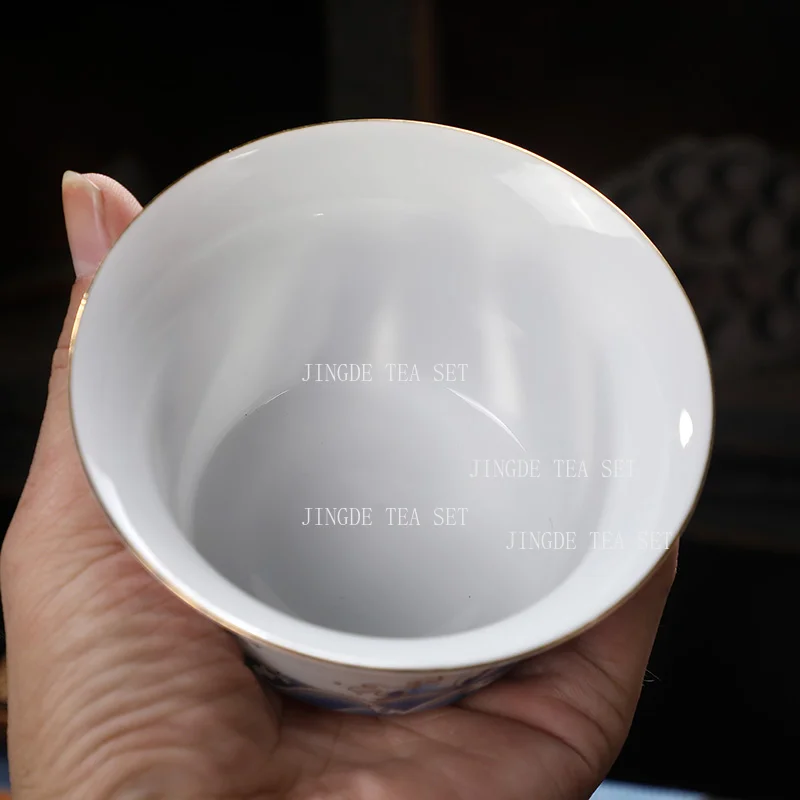 180ml White Porcelain Covered Bowl Household Ceramic Handheld Tea Maker Tea Set Accessories Underglaze Colored Drinking Utensils