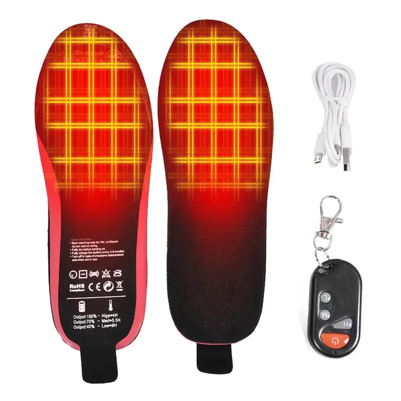2100Mah Battery Rechargeable Heated Shoes Insoles Wireless Remote Controlled Adjustable Temp Foot Warmer For Men Women Skiing