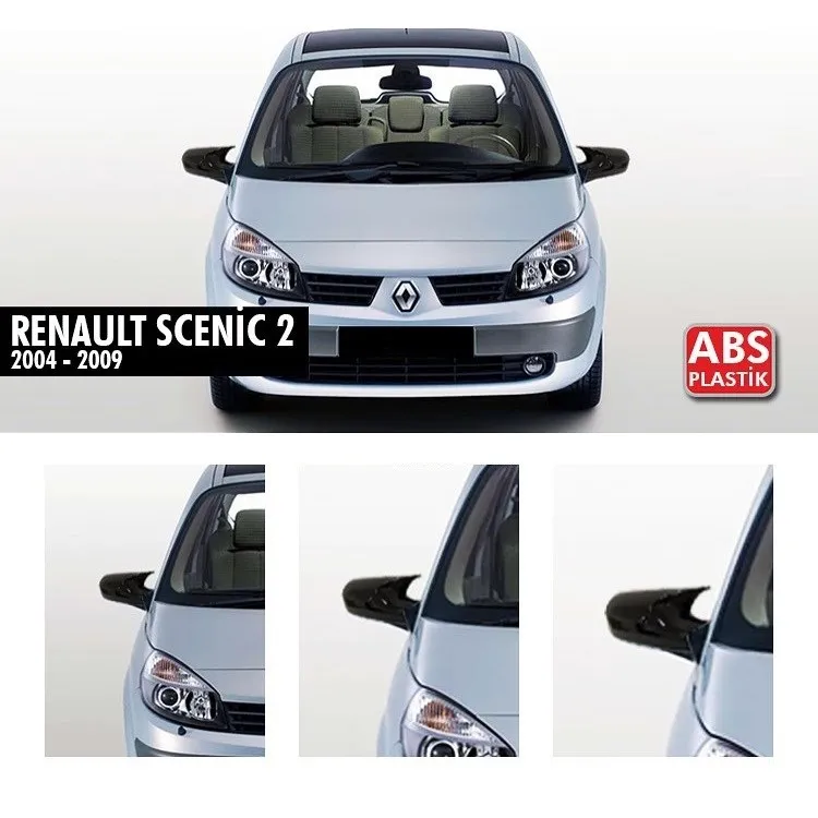 

Зеркальный чехол в стиле летучей мыши для Renault Scenic MK2, глянцевый черный, черное фортепиано, левый и правый, Scenic 2 2004 2009, зеркальные чехлы