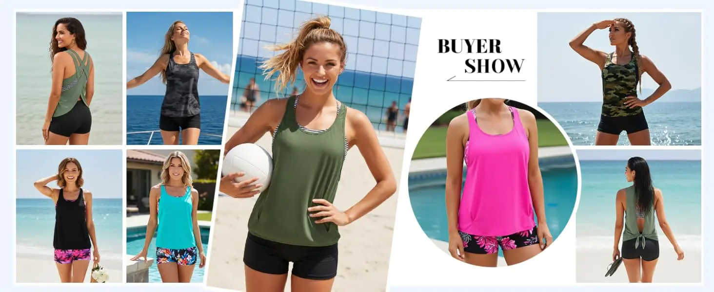 3 piece 3pc  2pc tankini swimsuit bathing suit open back shirt