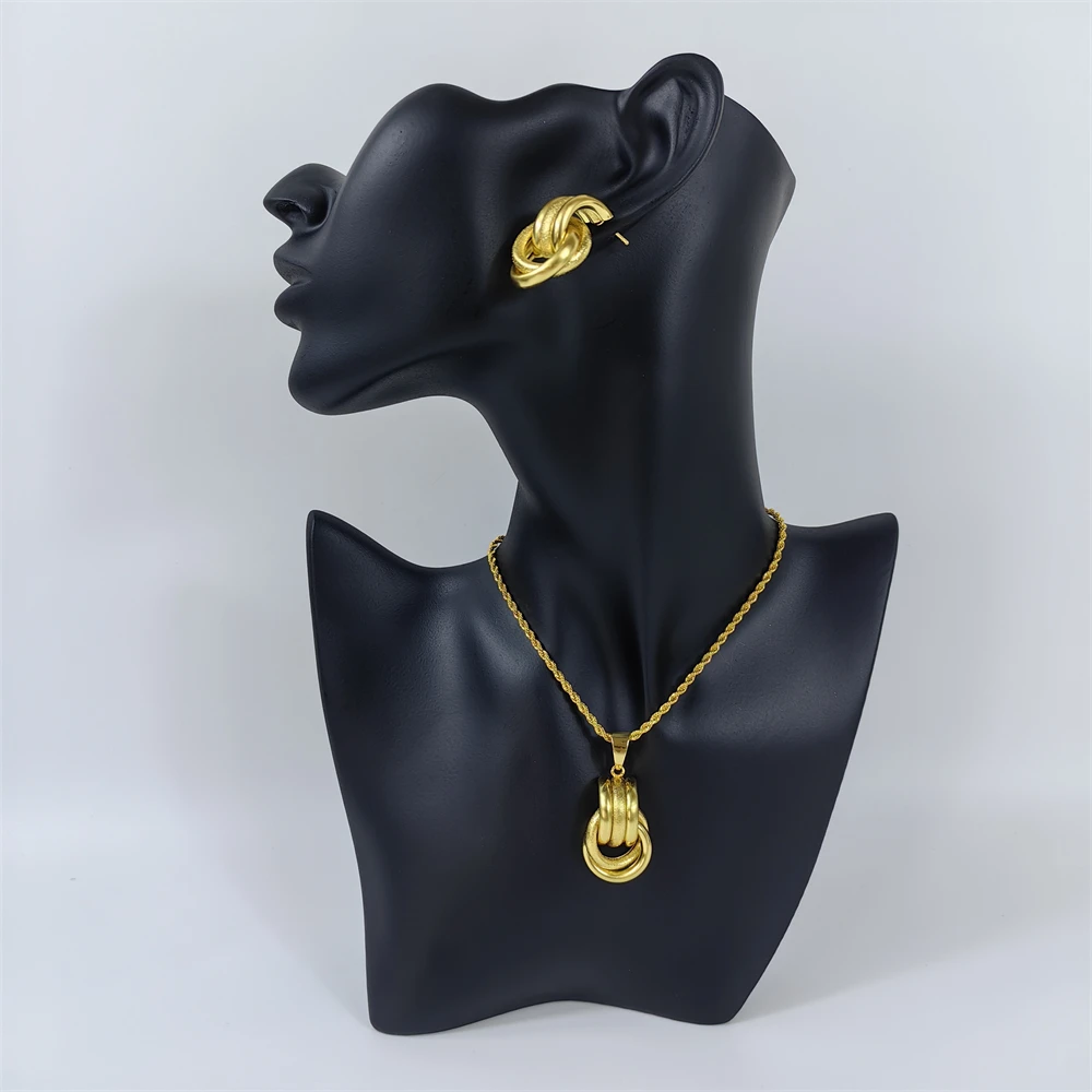 

Classic Gold Plated Necklace Earrings and Pendant Jewelry Sets Dubai Fashion Wedding Party Accessories Jewelry Gifts