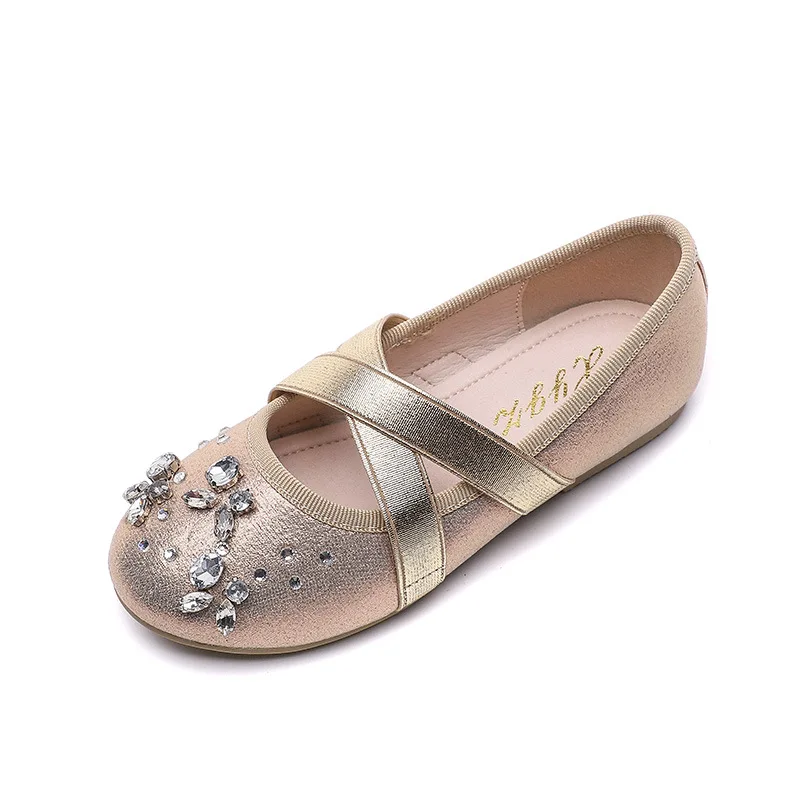 Ballet suave feminino Sapatos de Dança, Princesas, Diamante, Pequeno, Cabedal, Mary Jane, Apartamento, Criança, 2024