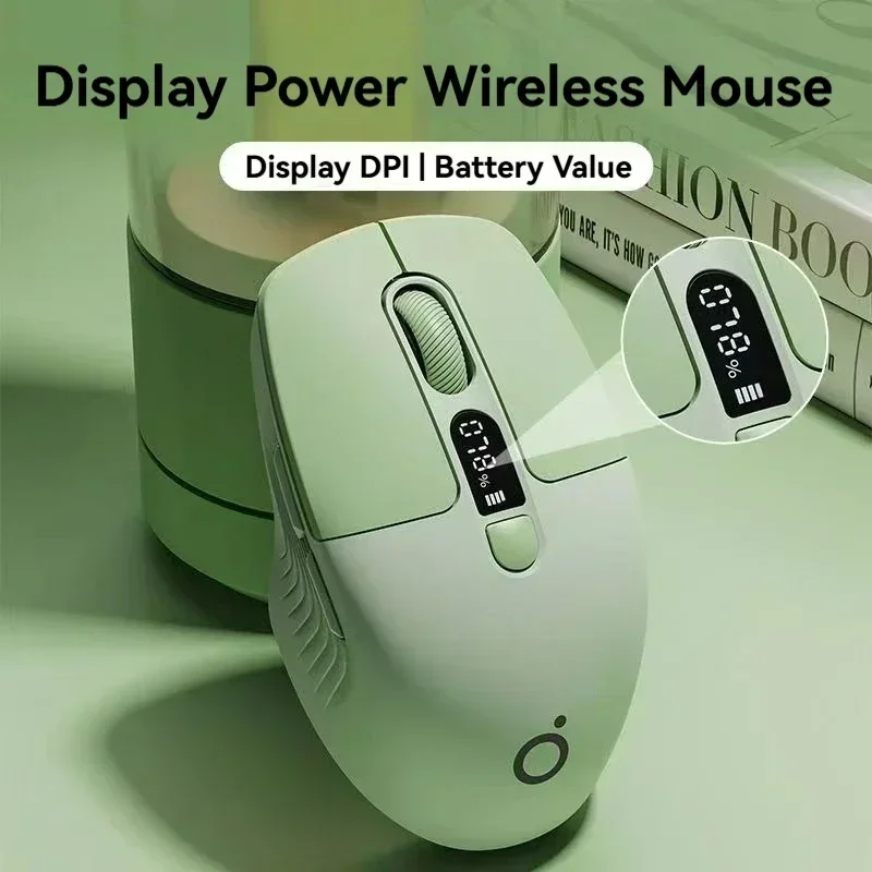 Eweadn Q1 Mice 2.4 Wireless Bluetooth Dual-Mode Mouse 1600PDI Smart Screen Esports Silent Rechargeable Gaming Mouse for Office