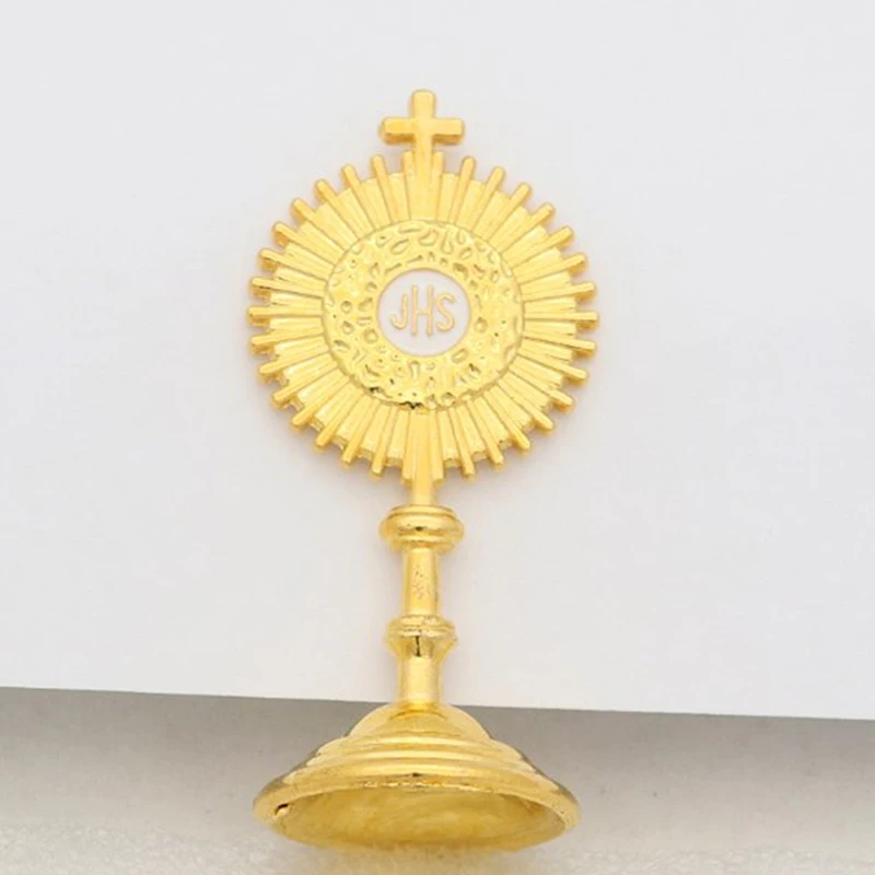 1pc Catholic Christian Communion Statue Gold Jesus Hominum Salvator Home Office Table Decoration Cross Figurine Religion Gift christian statue home decor items