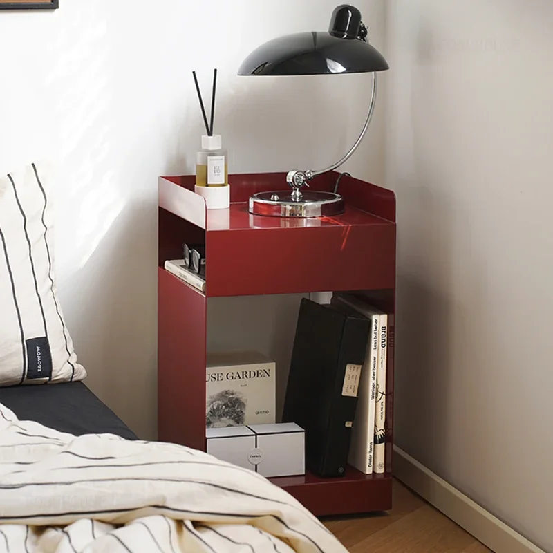Nordic Metal Nightstands for Bedside Creative Storage Movable Bedside Tables Luxury Multifunctional Night Table for Bedroom