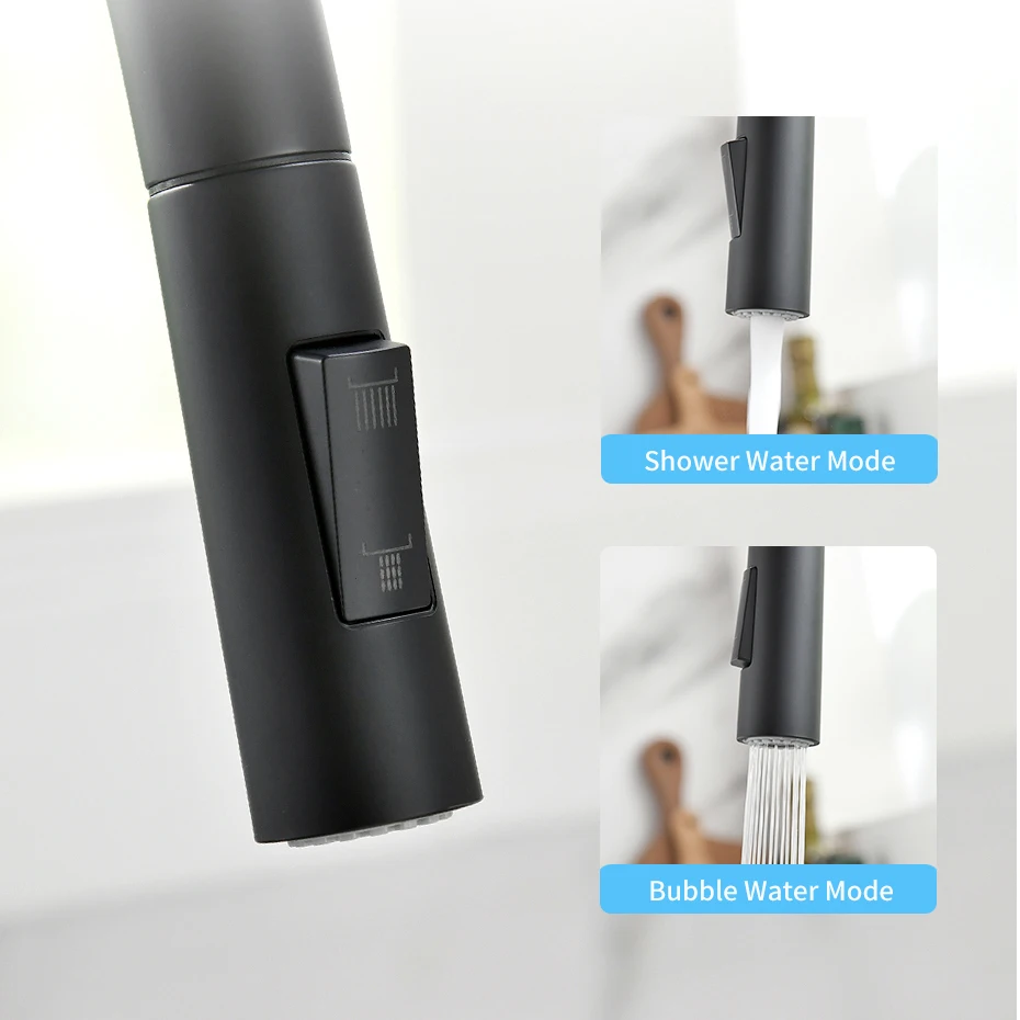 Kitchen Faucets G1/2 Kitchen Faucet Black Surface Water Faucet Kitchen Sink Pull-out Single Hole Tap