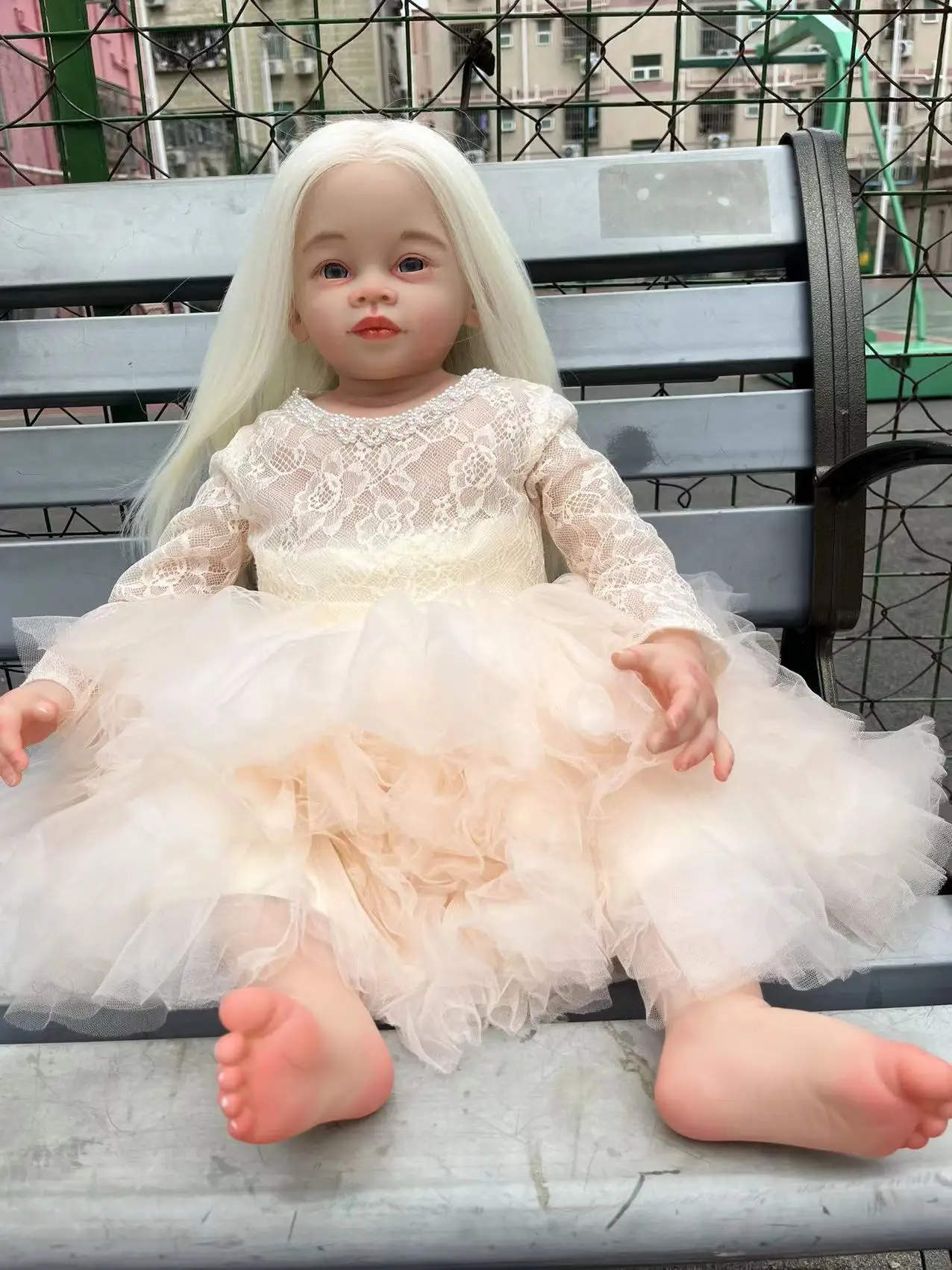 FBBD Customized Limited Supply 32inch Reborn Baby Meili With Hand-Rooted Long White Hair Already Finished Doll Real Pics fbbd customized limited supply 32inch reborn baby meili with hand rooted hair already finished doll christmas gift