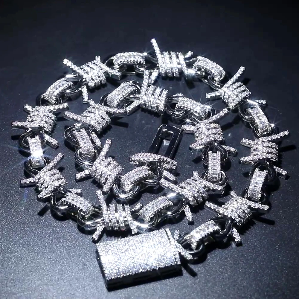 19mm Thorns Iced Out Chain Necklaces for Men Women Bling 5A