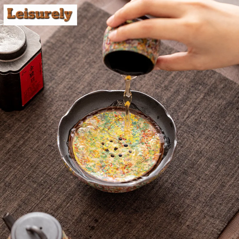 Rock Painting Time Glazed Jianshui Luxury Tea Washing Basin Tea Garbage Can Household Chaxi Tea Services Equipment Ornaments