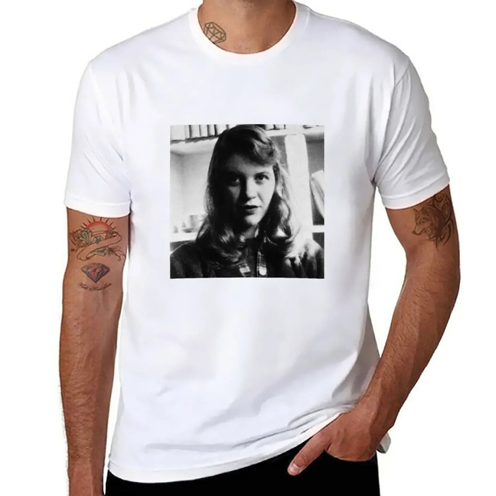 

Sylvia Plath - Photo T-Shirt oversizeds sublime boys animal print summer top heavyweight t shirts for men