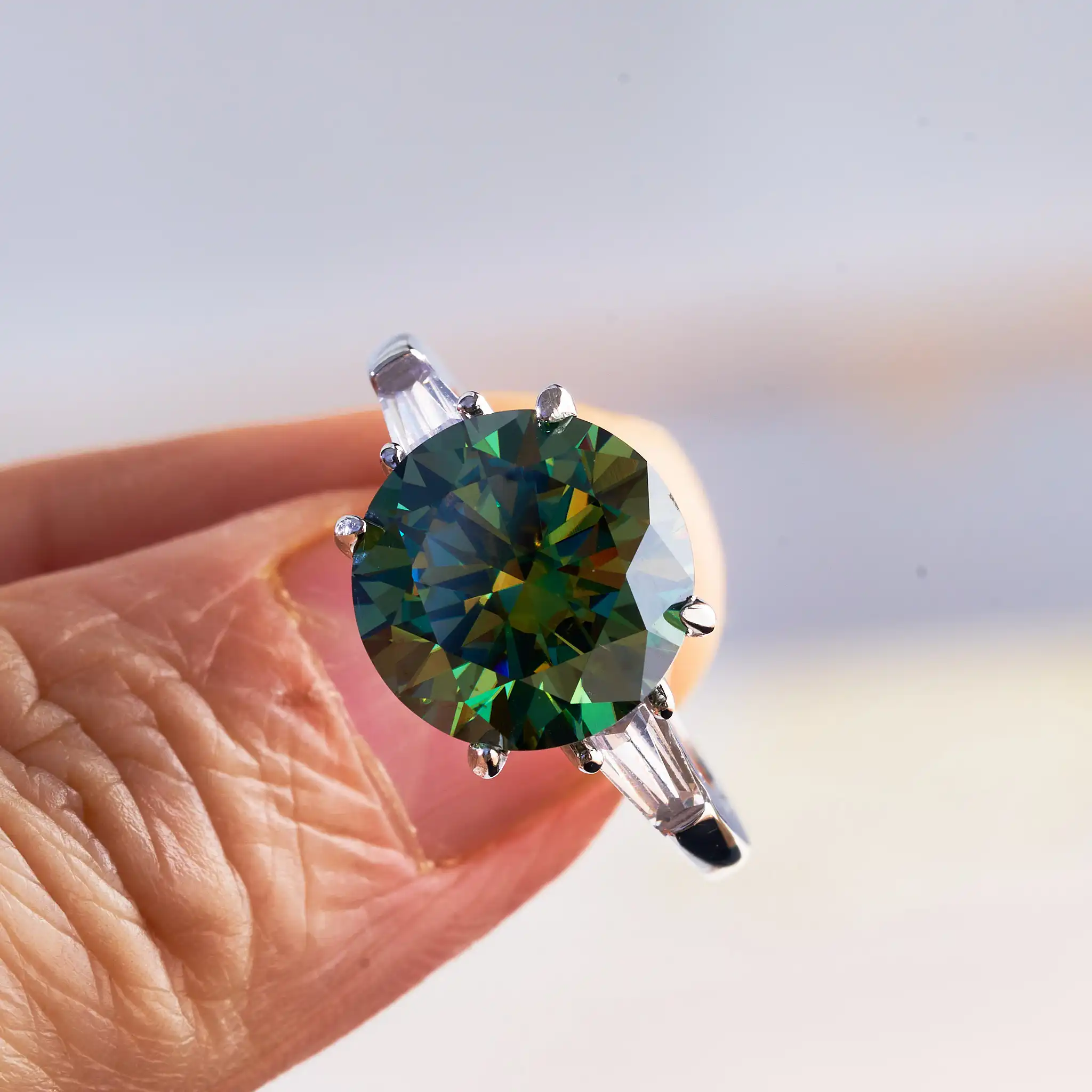 GRA 認定 5CT 11 ミリメートルモアッサナイトリング VVS1 ラボ
