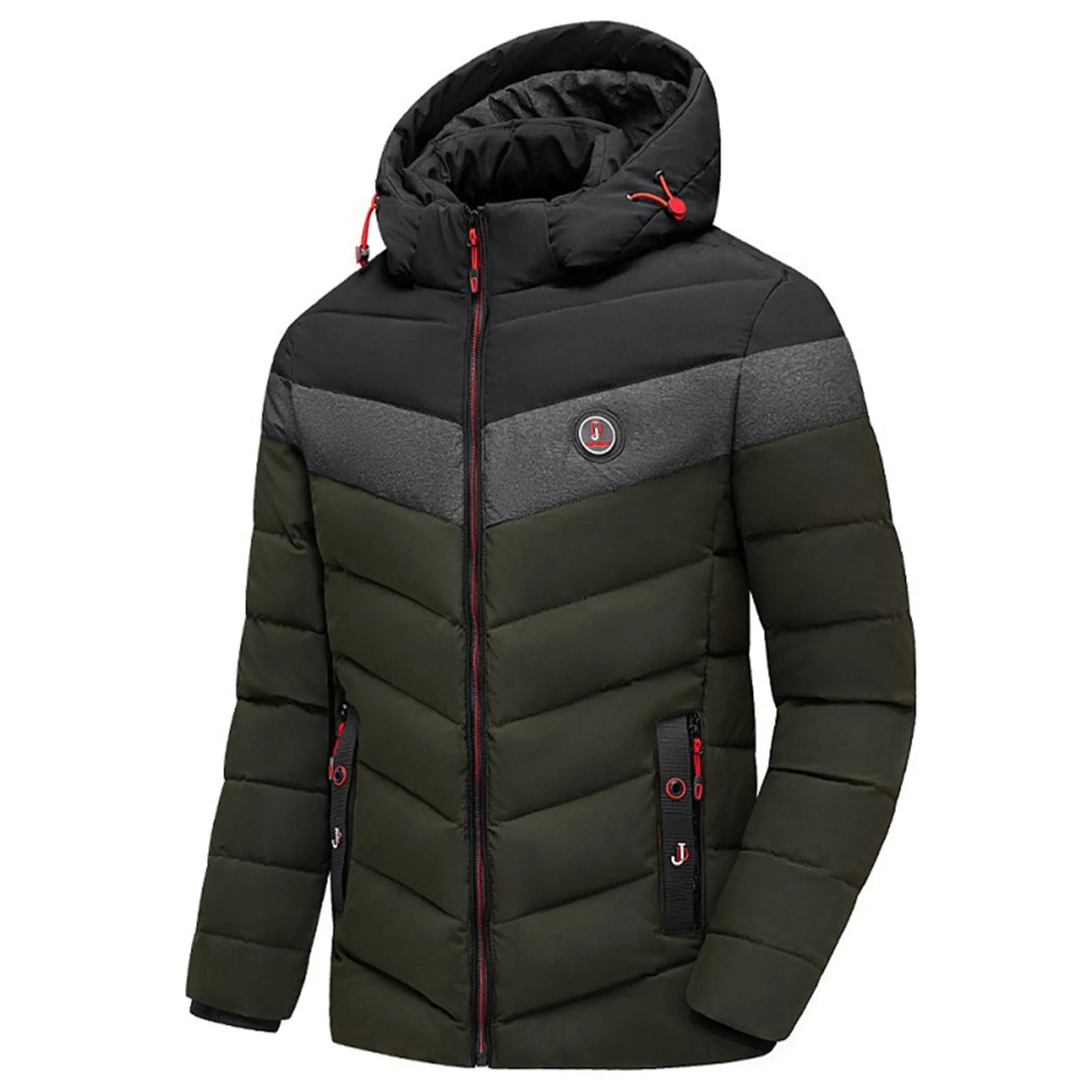 Women Winter coat Full Zipper Windproof Detachable Hood 4