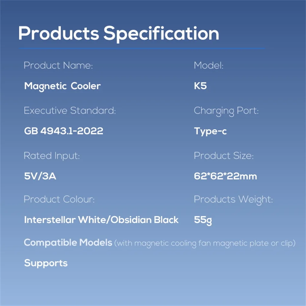 K5 Semiconductor Refrigeration Mobile Phone Cooler Cooling Silent Noise Reduction Magsafe Strong Magnetic Suction Function