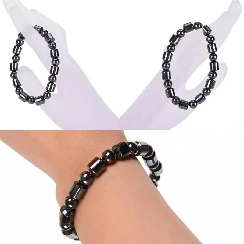 

1pc Adjustable Weight Loss Round Black Stone Magnetic Therapy Bracelet Health Care Slimming Products High quality