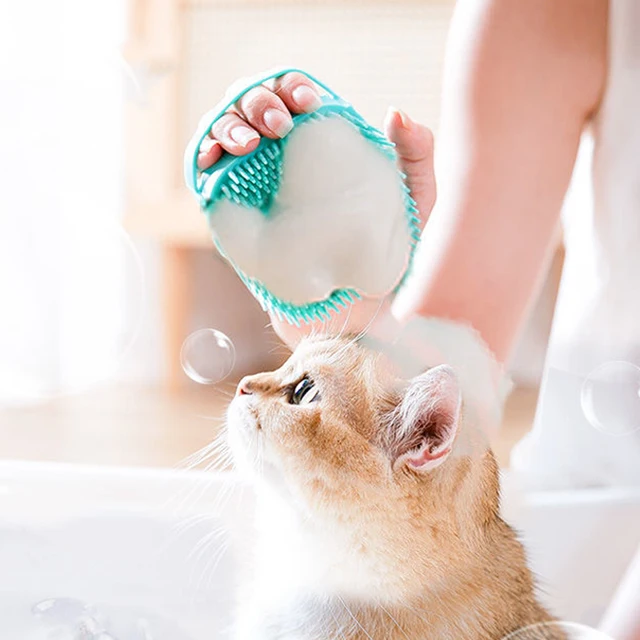 2-in-1 Soft Silicone Pet Bathing Brush & Shampoo Dispensing Massager 3