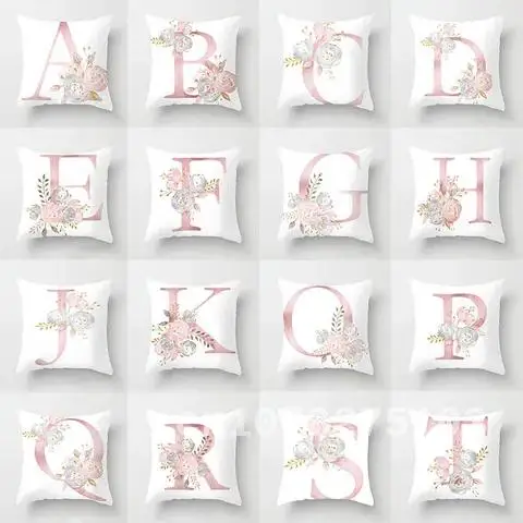 

Flower Pillowcase Pillows Cover 45*45CM Cojines English Alphabet Kids Room Pillow Case