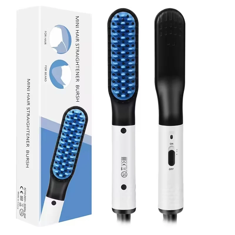 Electric Flat Iron Curler Straightener Comb Hair Beard Straightener Cordless Fast Heating Straightening Brush Machine For Men 6
