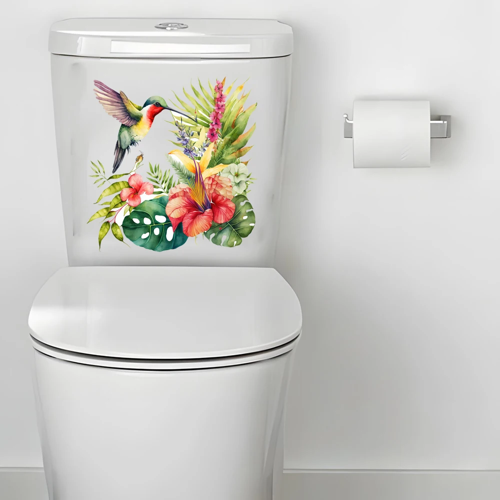 Hummingbird Wall Sticker Bathroom Toilet Decor Living Room Cabinet Home Decoration Decals Adhesive Mural Beautify PVC