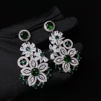 Bilincolor Attractive Colorful Zircon Flower Earrings For Gift or Party 2