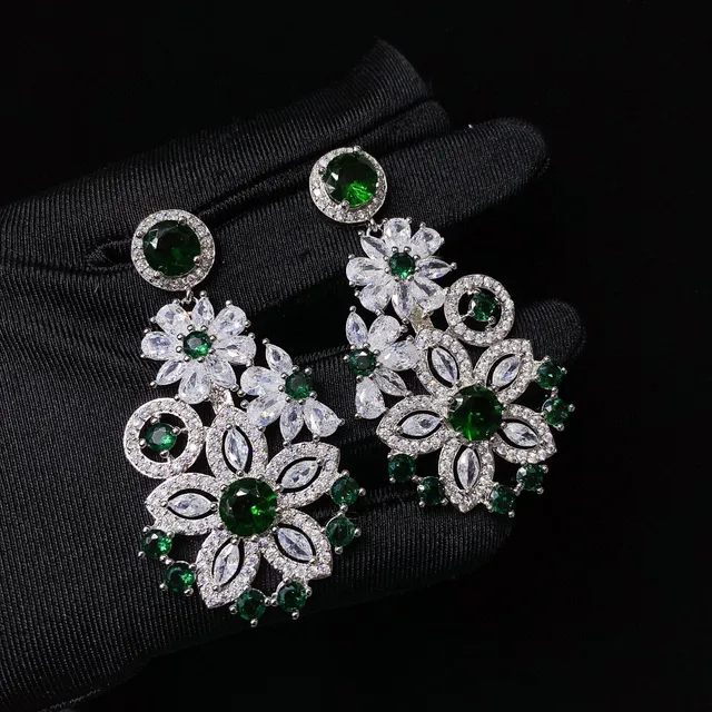 Bilincolor Attractive Colorful Zircon Flower Earrings For Gift or Party 2