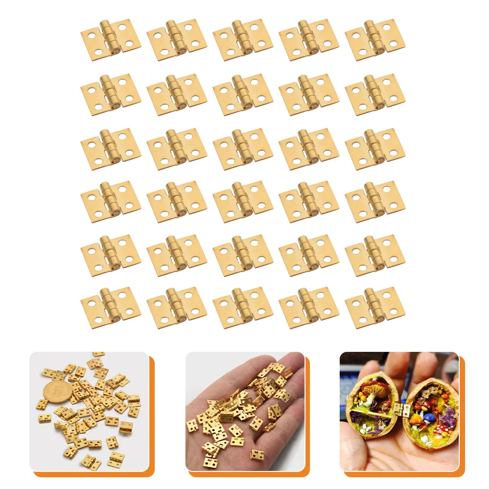 

30 Pcs Mini Hinge Copper Hinges Miniature Small Wooden Dollhouse Jewelry Boxes Toy Room