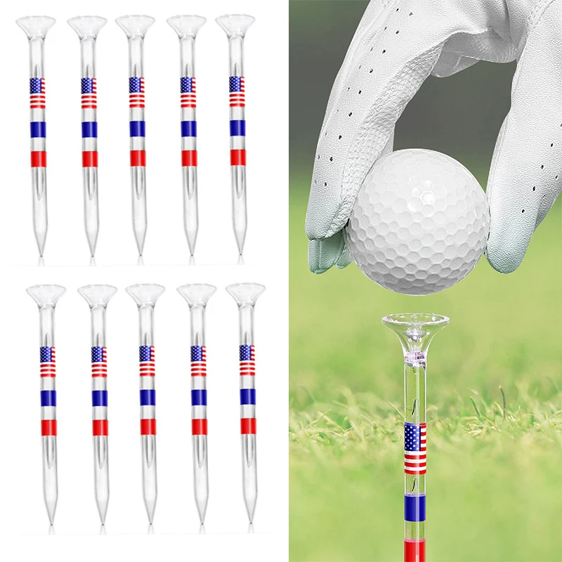 

10Pcs 83MM Golf Tees Stand Unbreakable Reduces Friction Golf Tees Plastic Side Spin 6 Prongs Tee Golf Supplies