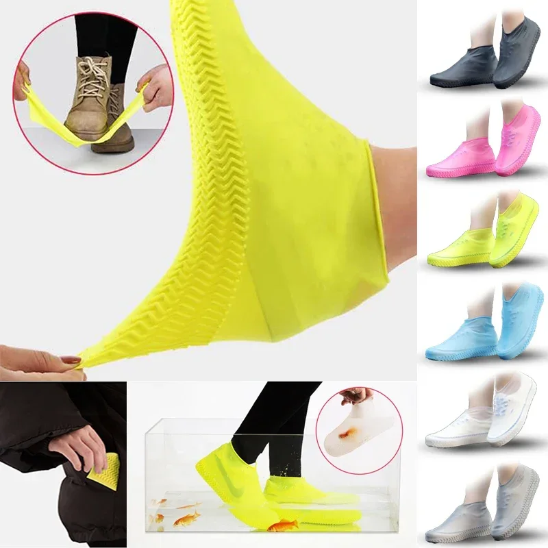 Silicone WaterProof Shoe Covers S/M/L Covers Slip-resistant Rubber Rain Boot Overshoes Accessories for Outdoor Rainy Day 1 Pair 2