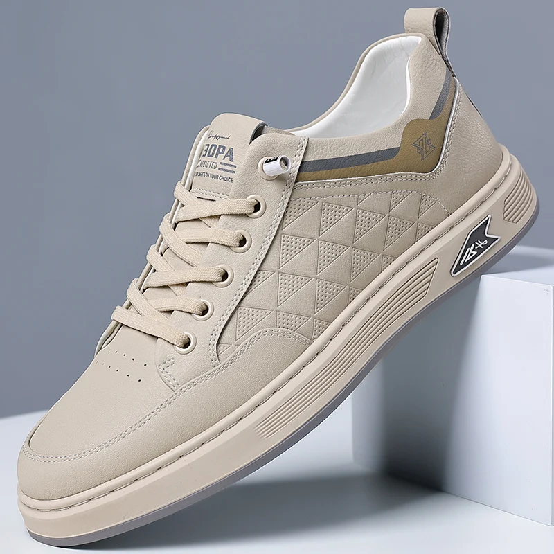 

2024 Summer Genuine Leather Thick Bottom Vulcanized Shoes Classic Fashion Male Comfy Casual Leather Outdoor Tenis Masculino Shoe