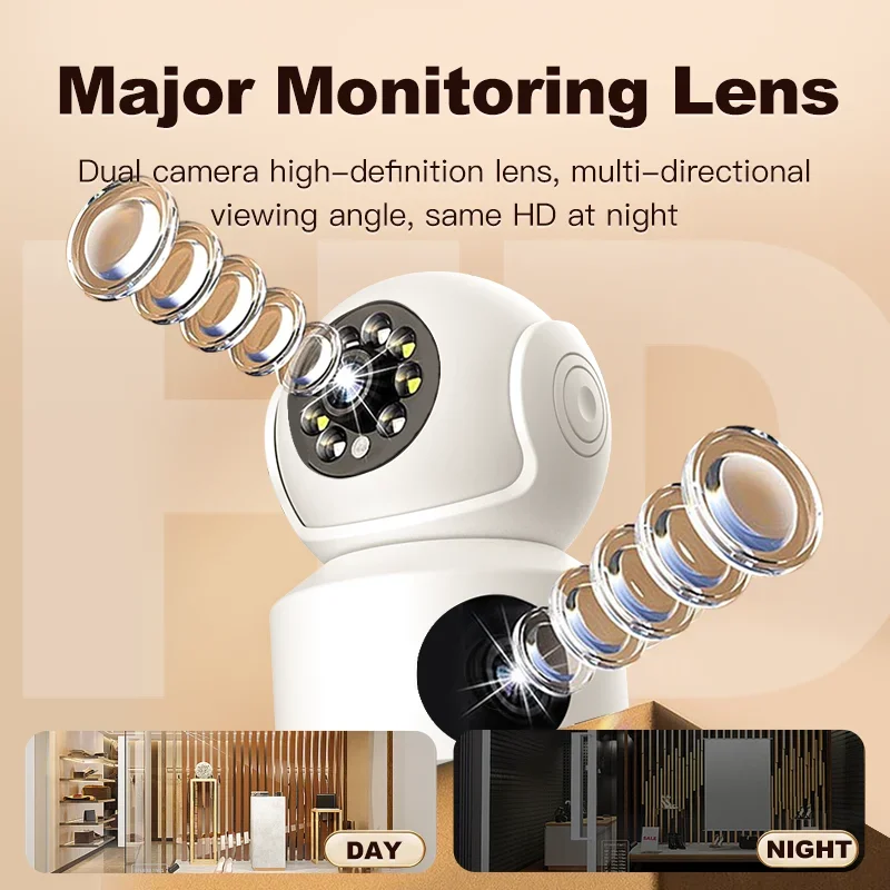 WiFi IP Camera PTZ Dual Lens 2.4G 1080P Night Vision Two-Way Voice Cloud Storage Indoor Outdoor Security Monitoring Baby Monitor 5