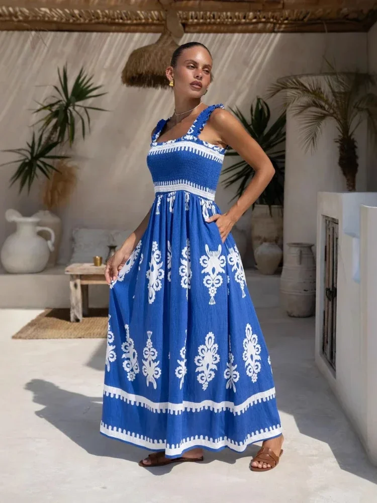 slim fit dress slacks Gymystars 2025 Summer Latest Women's Fashion Flower Printed Dress Round  Neck Trend Loose Elegant Party Evening Beach Dresses main image 0