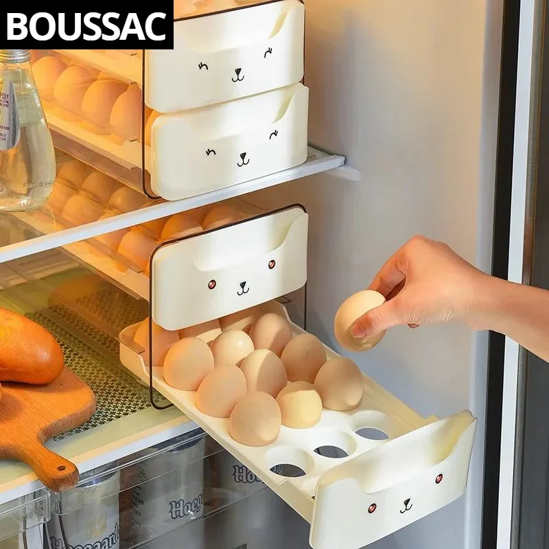 

Egg Container Fridge Storage Kitchen Organizer Partition Plastic Organizing Boxes Drawer Organizers Space Saving Transparent Box