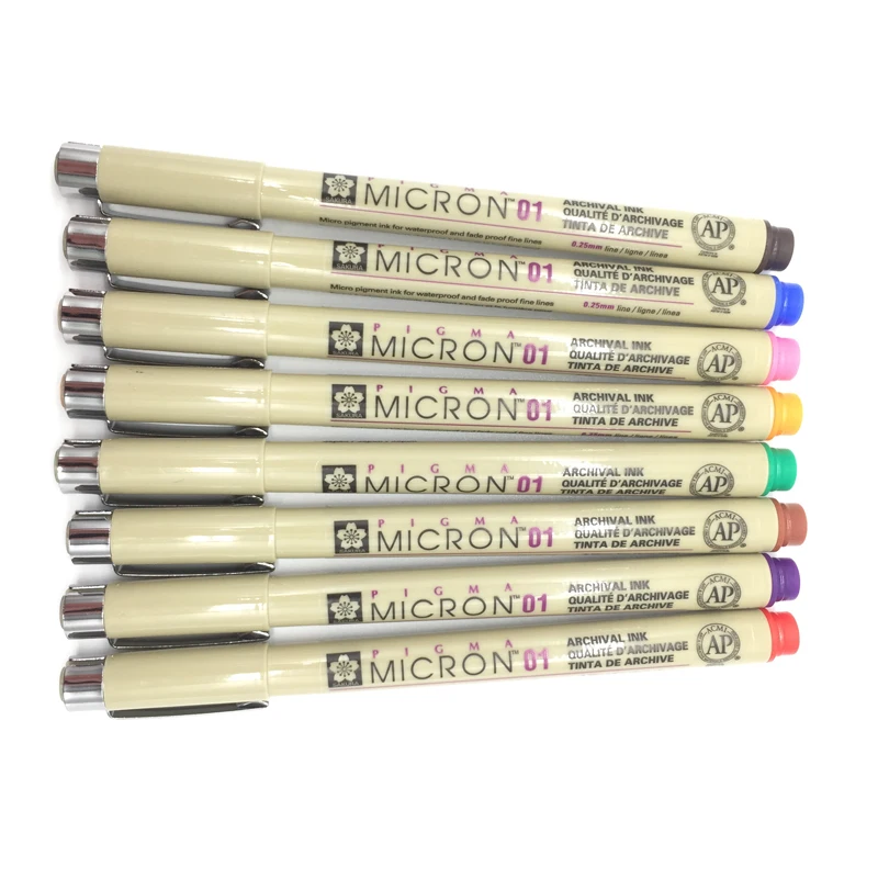 Set of 8/14colors SAKURA Pigma Micron Liner Pen 0.25mm 0.45mm Color Fineliner Drawing Lines Marker Pen Student Art Supplies