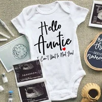 Hello Auntie I Can't Wait To Meet You Announcement Baby Toddler Bodysuits Pregnancy Clothes Boy Girl Romper Infant Shower Gifts 1