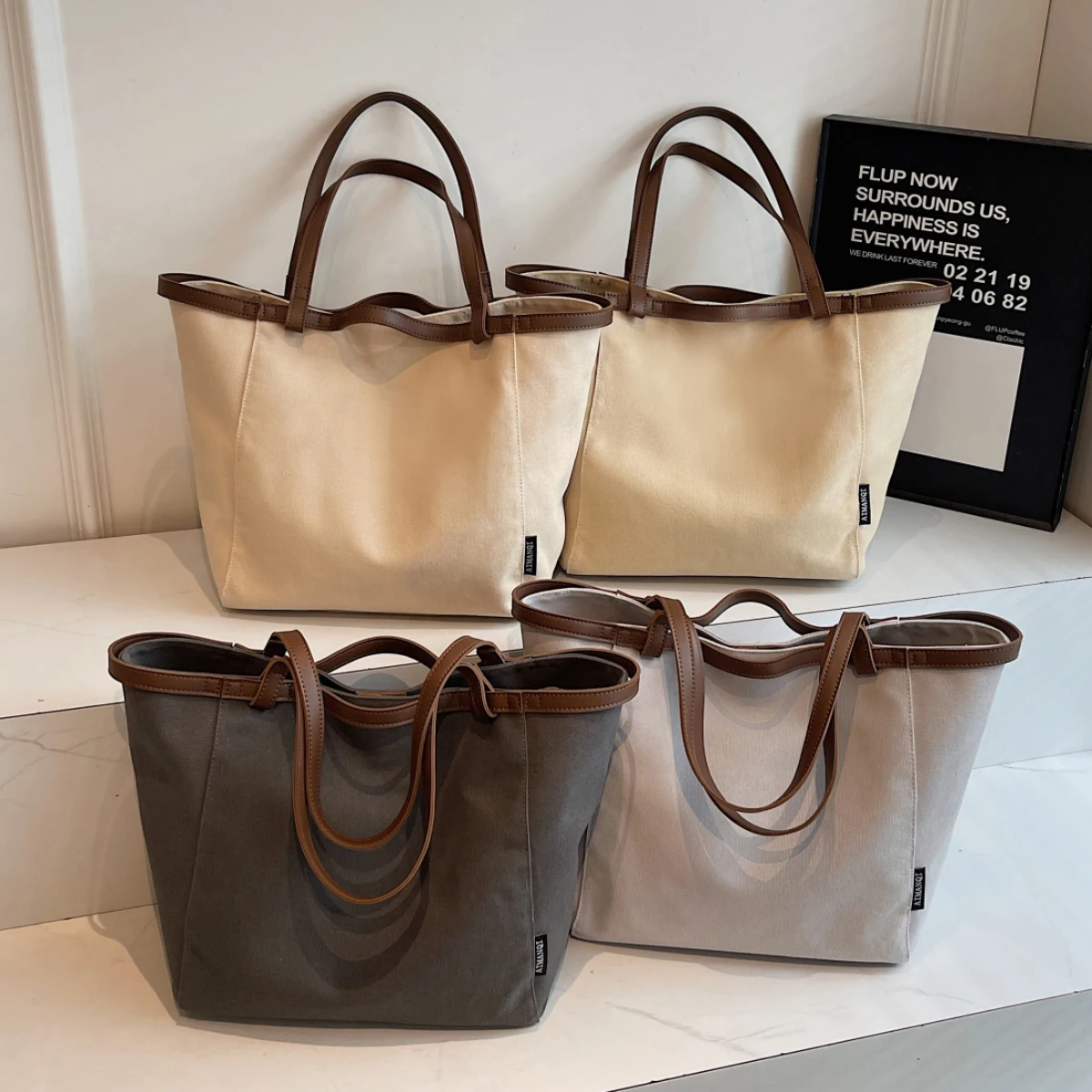 Tote Bag with Large Capacity for Women Commuting to Work, College Students Attending Classes, Shoulder Bag, 2025 New Style, High-End, Lightweight Canvas Bag for Shopping