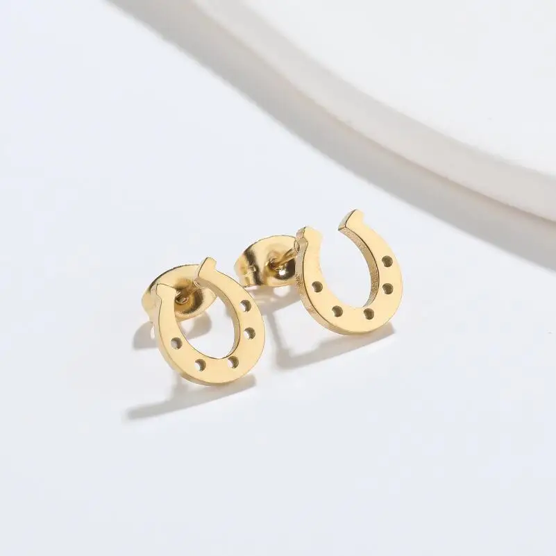 Shuang shuo 10 teile/los mehrere Edelstahl Ohr stecker für Frauen minimalist ischen Hufeisen Flügel Mond Ohrringe Großhandel Pendent – Detail 4