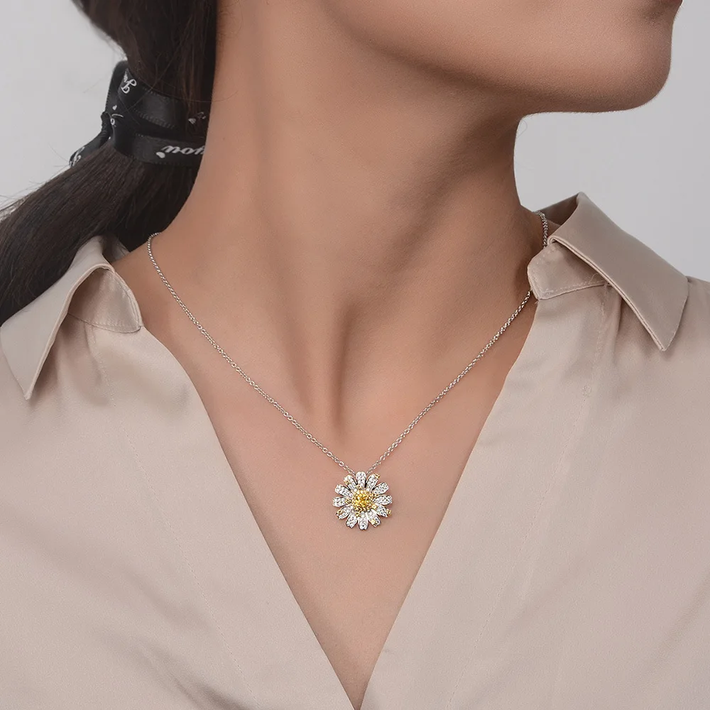 2021 new s925 sterling silver necklace jewelry female fashion trend flower small daisy pendant
